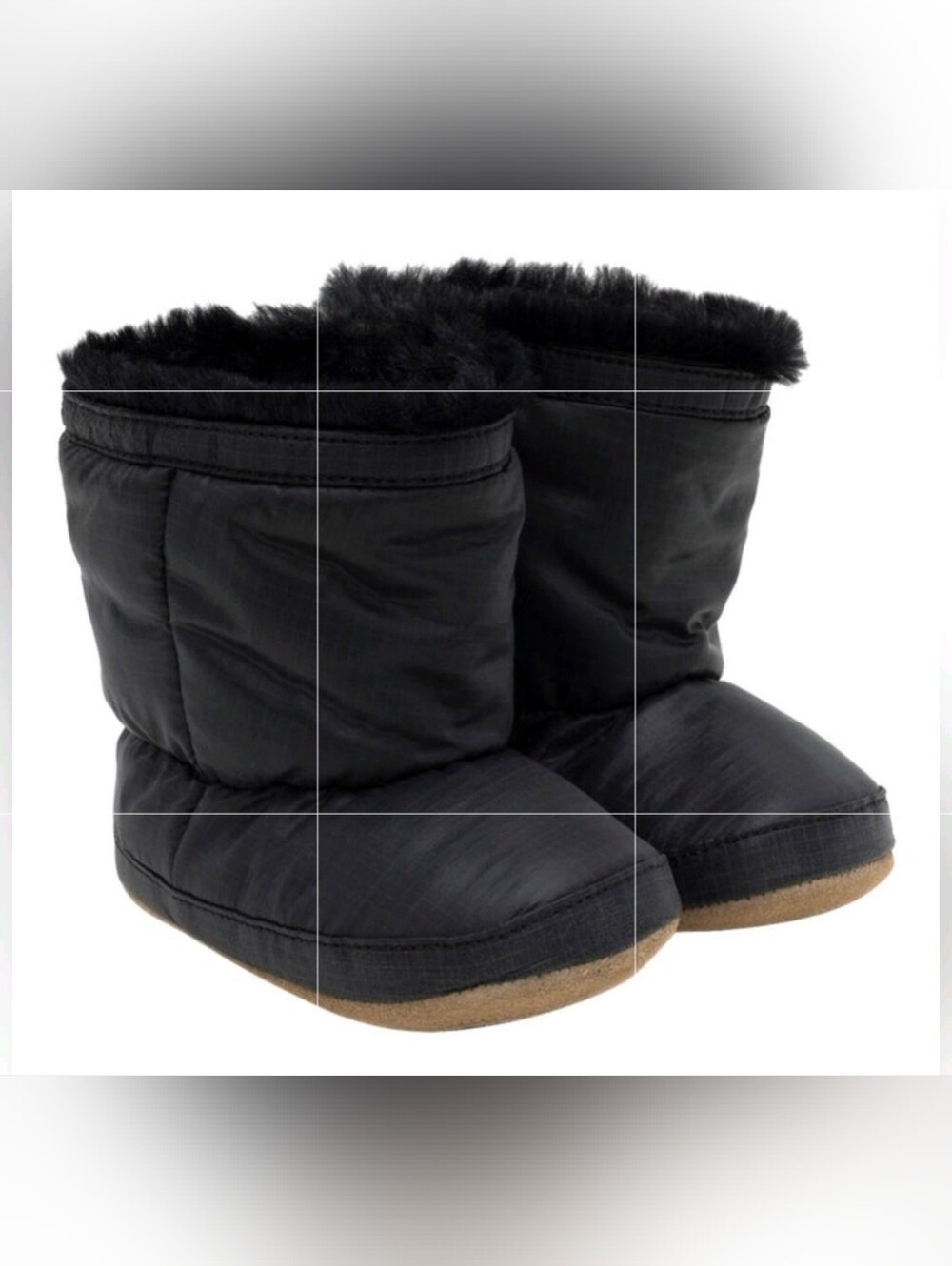 Robeez Asheville Boots Black Faux-Fur Puffer Baby Boot Slippers 0-3 Months